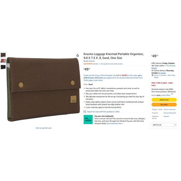 NWT Knomo London Tablet Ipad Tech Organizer Cover Case Sleeve MSRP $50 NEW - Picture 5 of 5